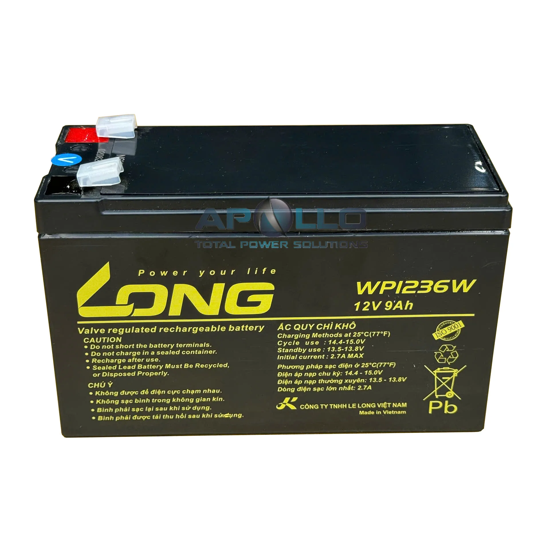 Ắc quy Long 12V 9Ah, WP1236W 2 Ắc quy Long 12V 9Ah, WP1236W - Ảnh 2